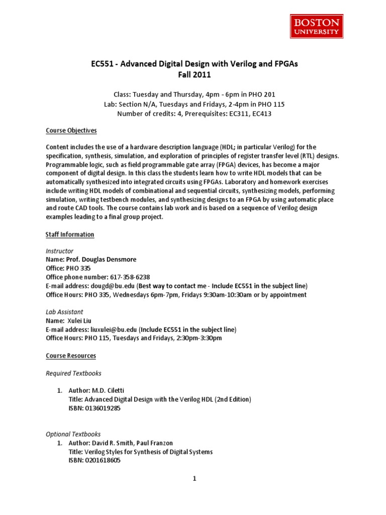 Advanced Verilog & FPGA Design | PDF | Hardware Description Language ...