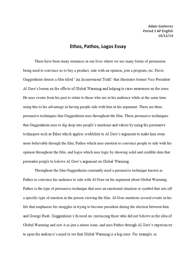 Ap English Ethos Logos Pathos Essay Pdf Logos Persuasion