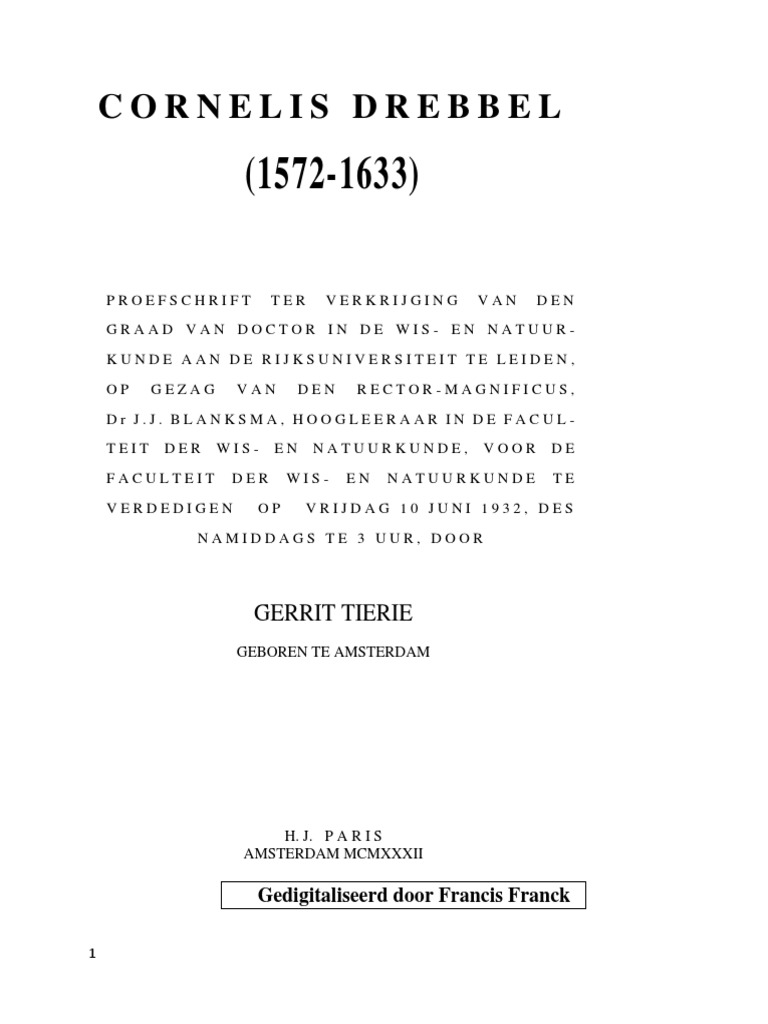Cornelis Drebbel: Life and Inventions | PDF | Galileo Galilei ...