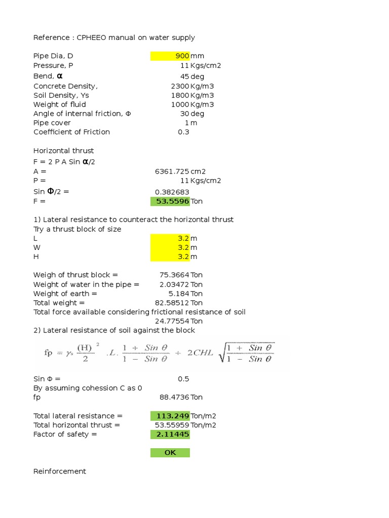 Thrust Block Design | PDF