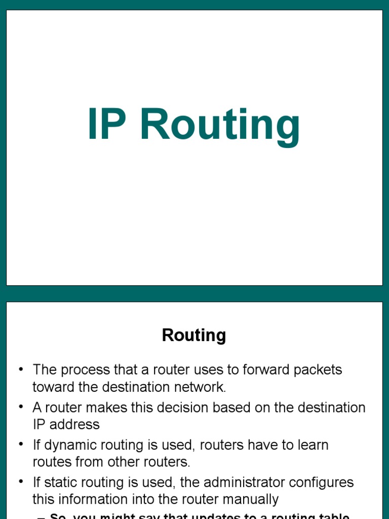 Understanding IP Routing and Configuration | PDF | Routing | Router ...