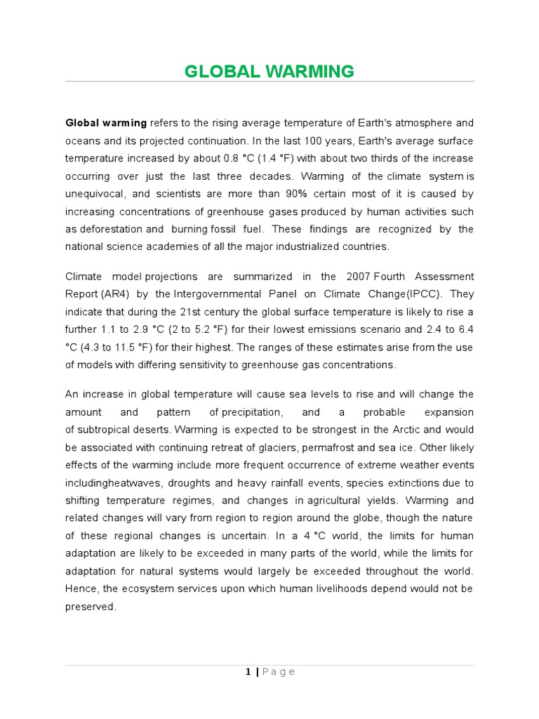 Global Warming: Urgent Climate Insights | PDF | Global Warming ...