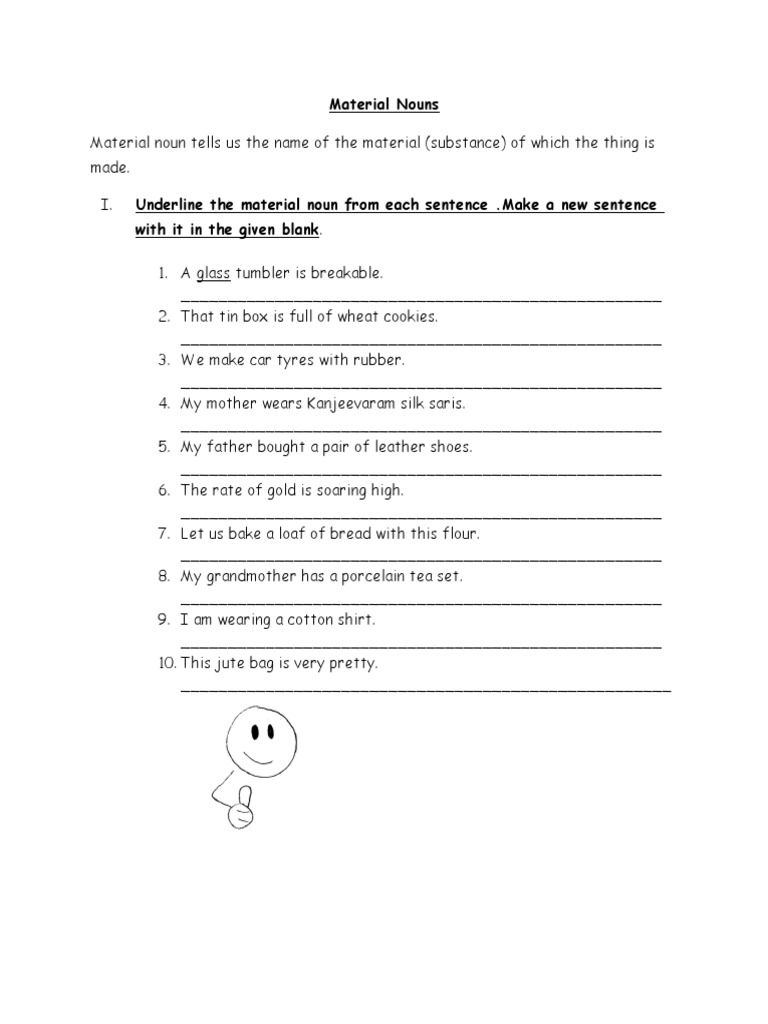 material nouns pdf cuisine foods