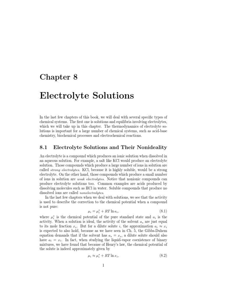 Electrolyte Solution | PDF