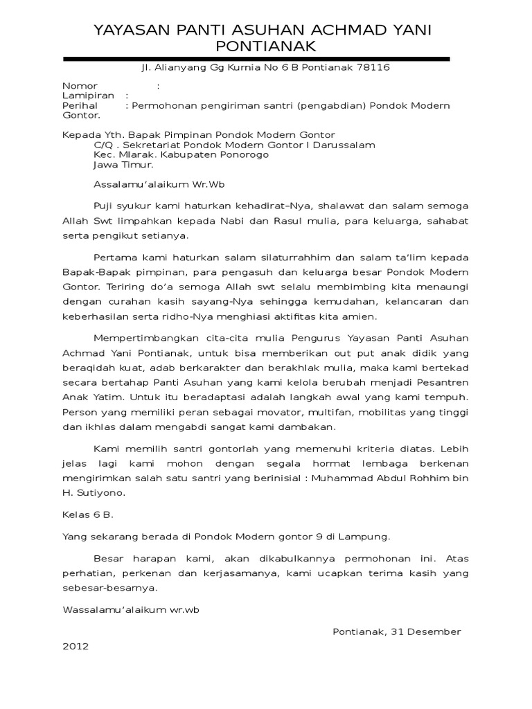 Surat Permohonan Pengabdian