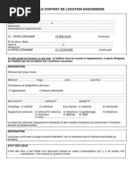 Modèle de Contrat de Location Saisonnière