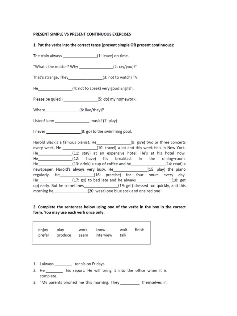 Present Simple Vs Present Continuous | PDF