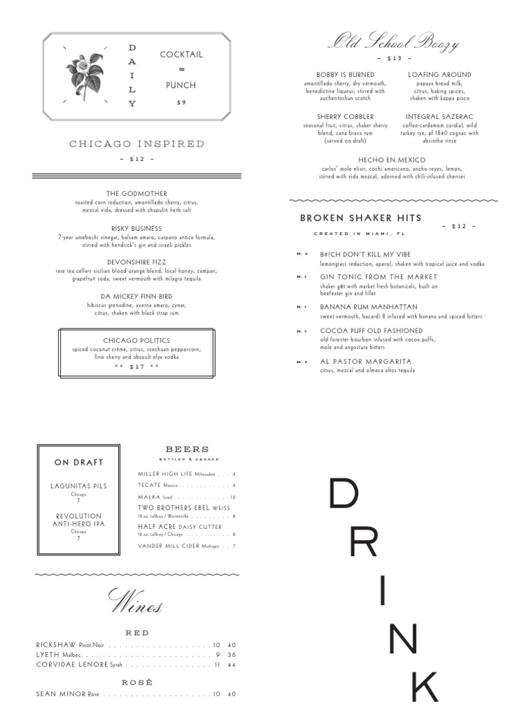 Broken Shaker Chicago Drinks PDF PDF