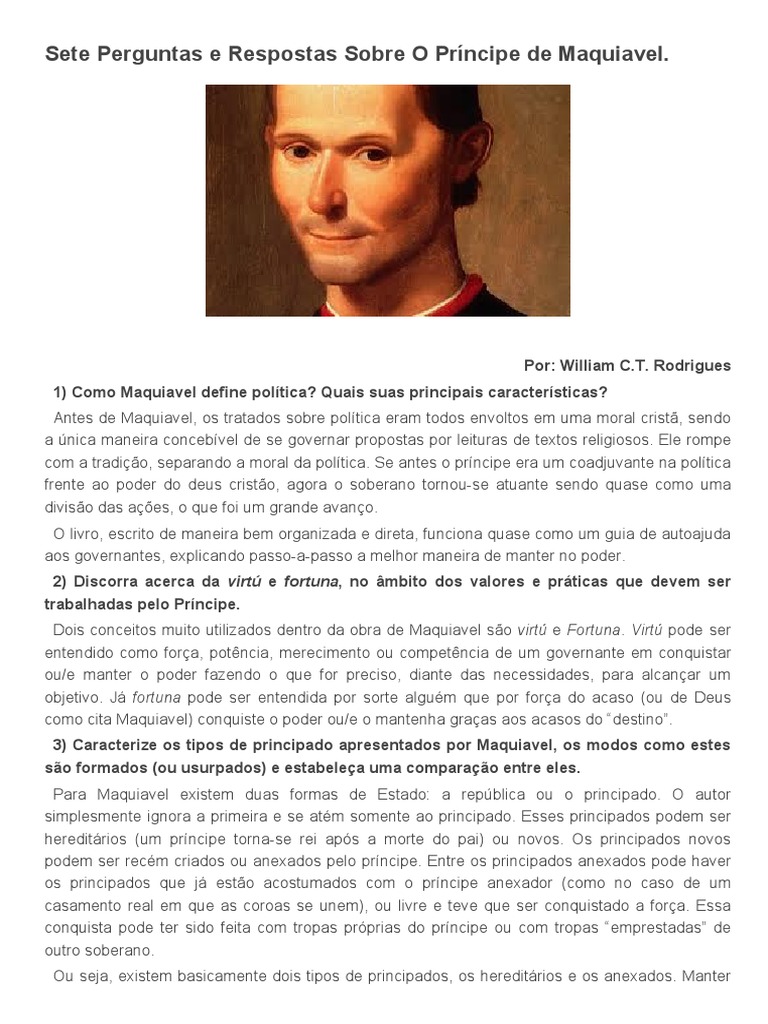Resumo Por Capitulo Do Livro O Principe De Maquiavel