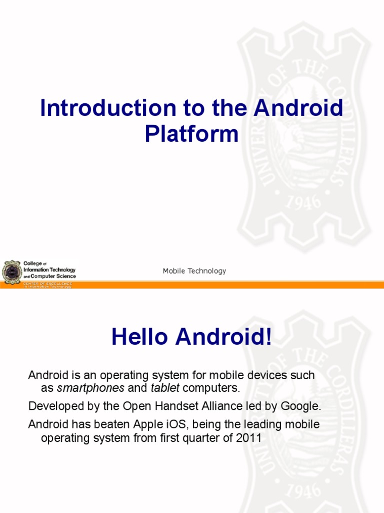 Overview of Android in Mobile Computing | PDF | Android (Operating ...