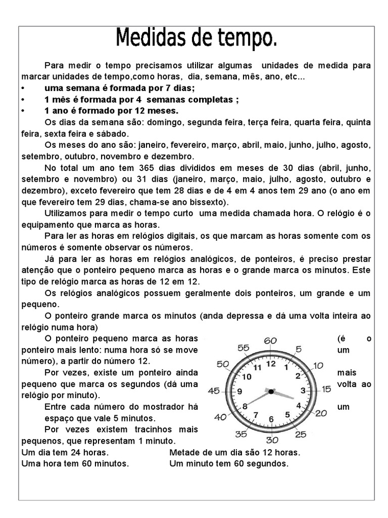 Medidas de Tempo Horas | PDF | Ano | Tempo