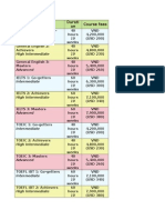 Course Name Durati On Course Fees: Intermediate 10 Weeks