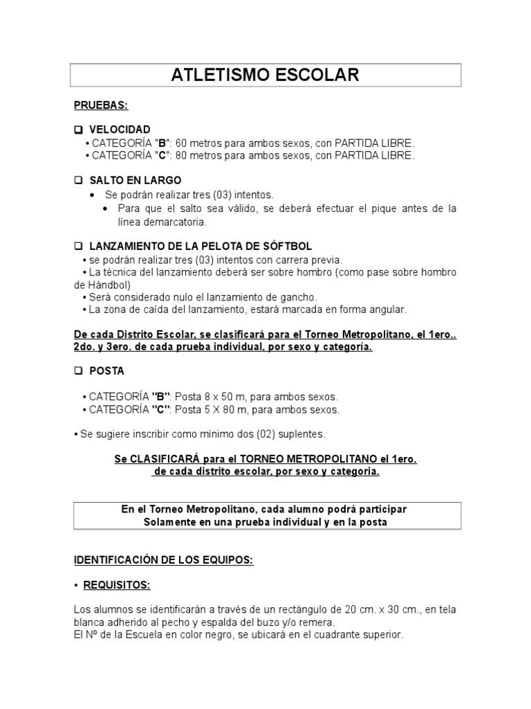 Torneo de Atletismo Escolar 2023 | PDF
