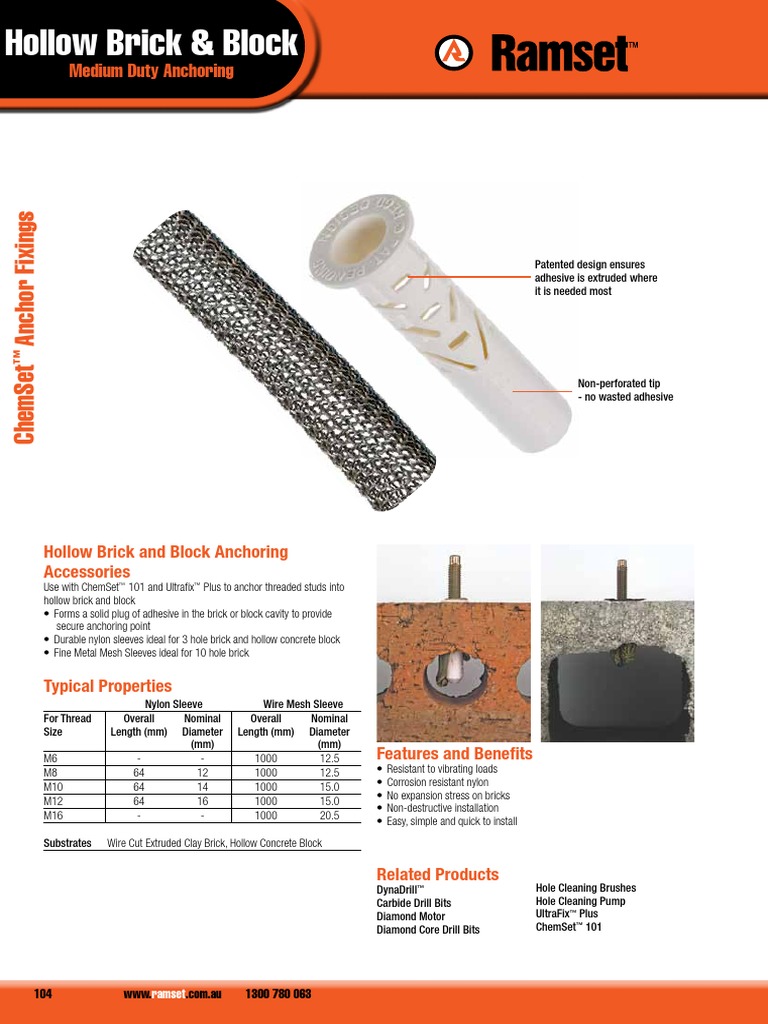 Chemical Anchoring Hollow Brick Block Brick Drill