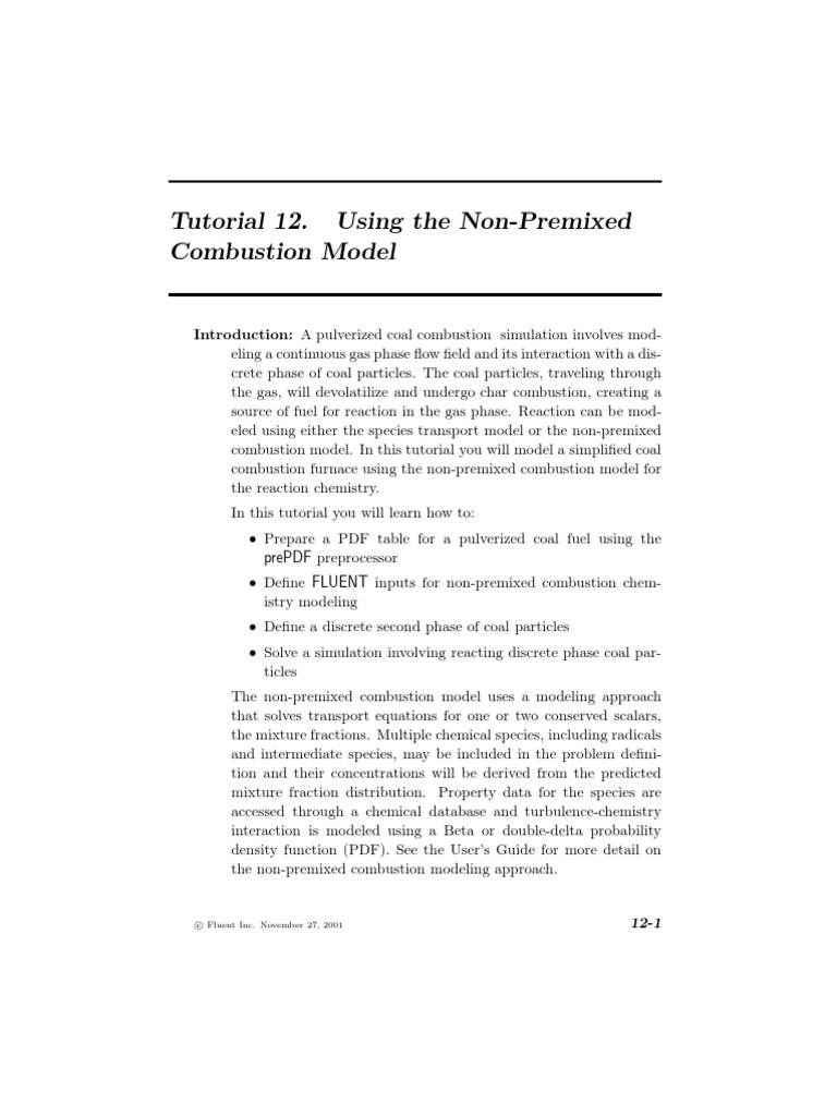 Coal Combustion Simulation in FLUENT PDF Combustion Heat