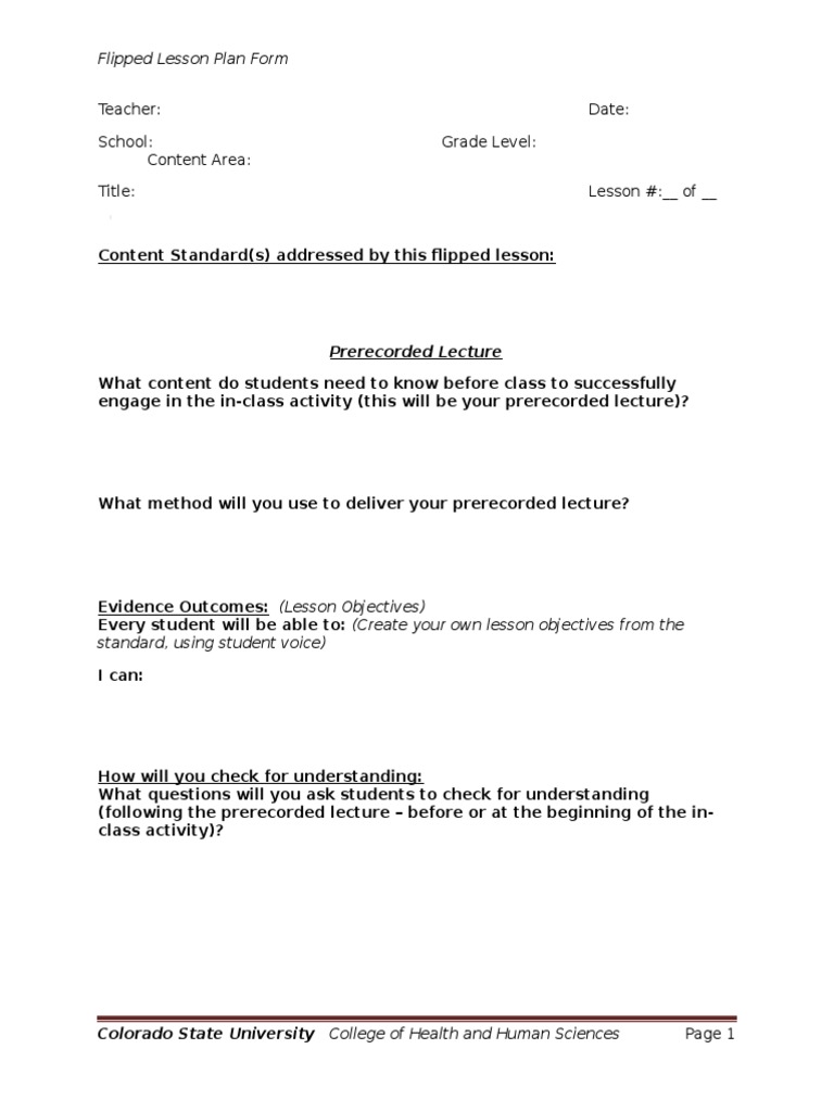 Flipped Classroom Lesson Plan 331 (Short) | PDF | Career & Growth