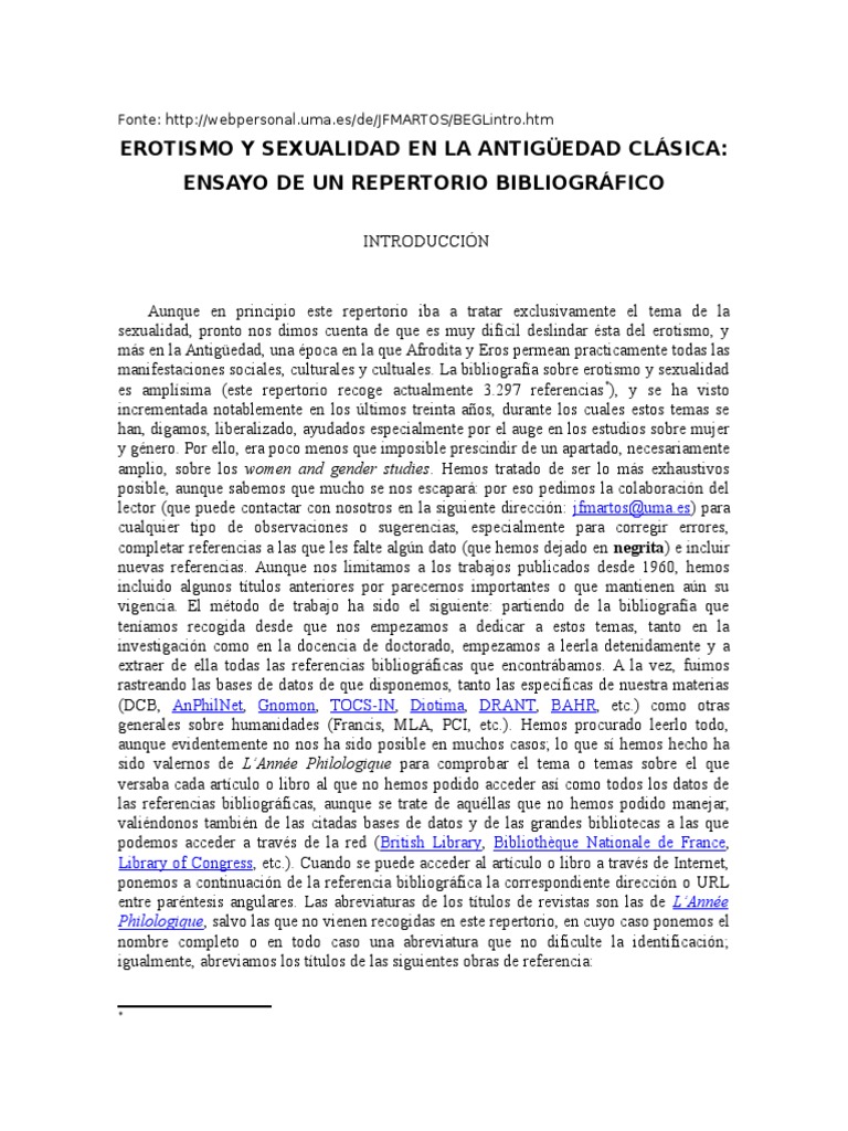 Bibliografia Sobre Erotismo E Obscenidade No Mundo Antigo Pdf Sexualidad La Sexualidad Humana