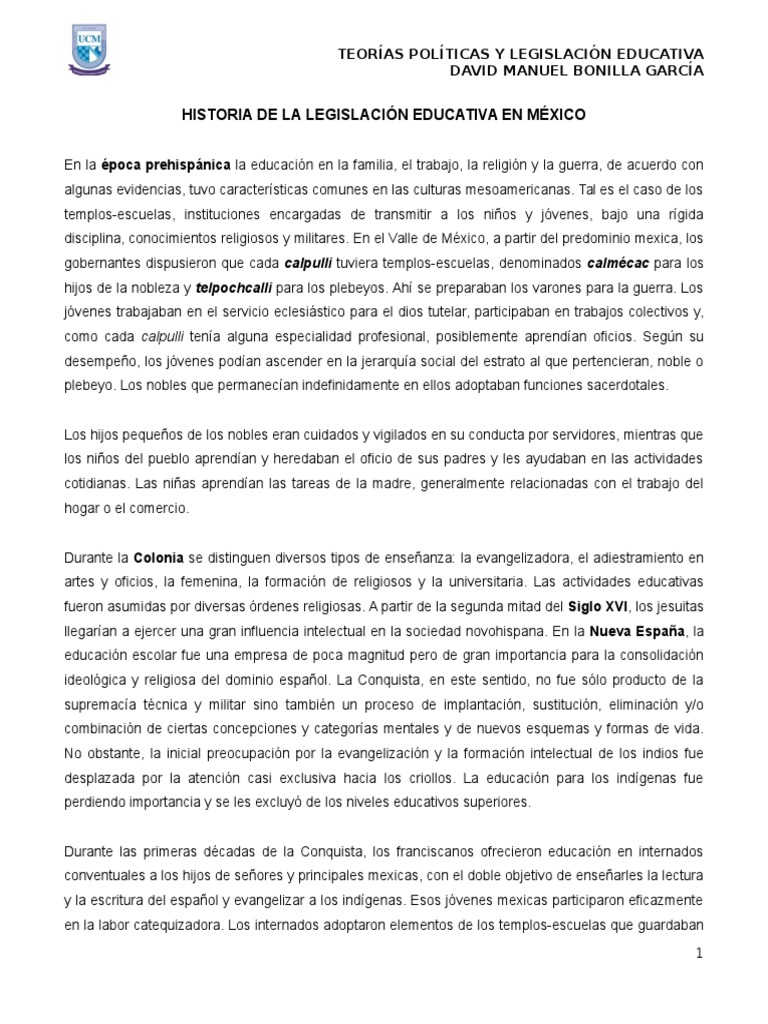 Historia de la Legislación Educativa en México | PDF | México ...