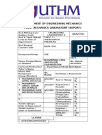 Department of Engineering Mechanics Fluid Mechanics Laboratory (Report)