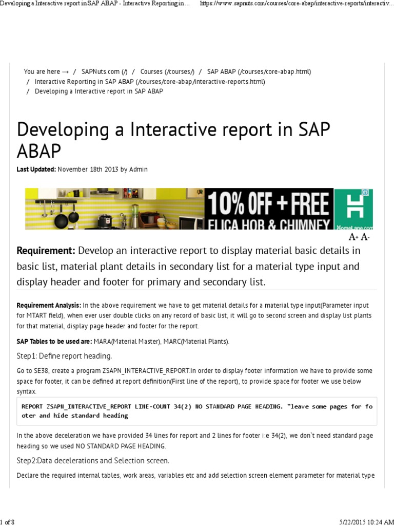 Developing A Interactive Report in SAP ABAP PDF | PDF | Computing ...