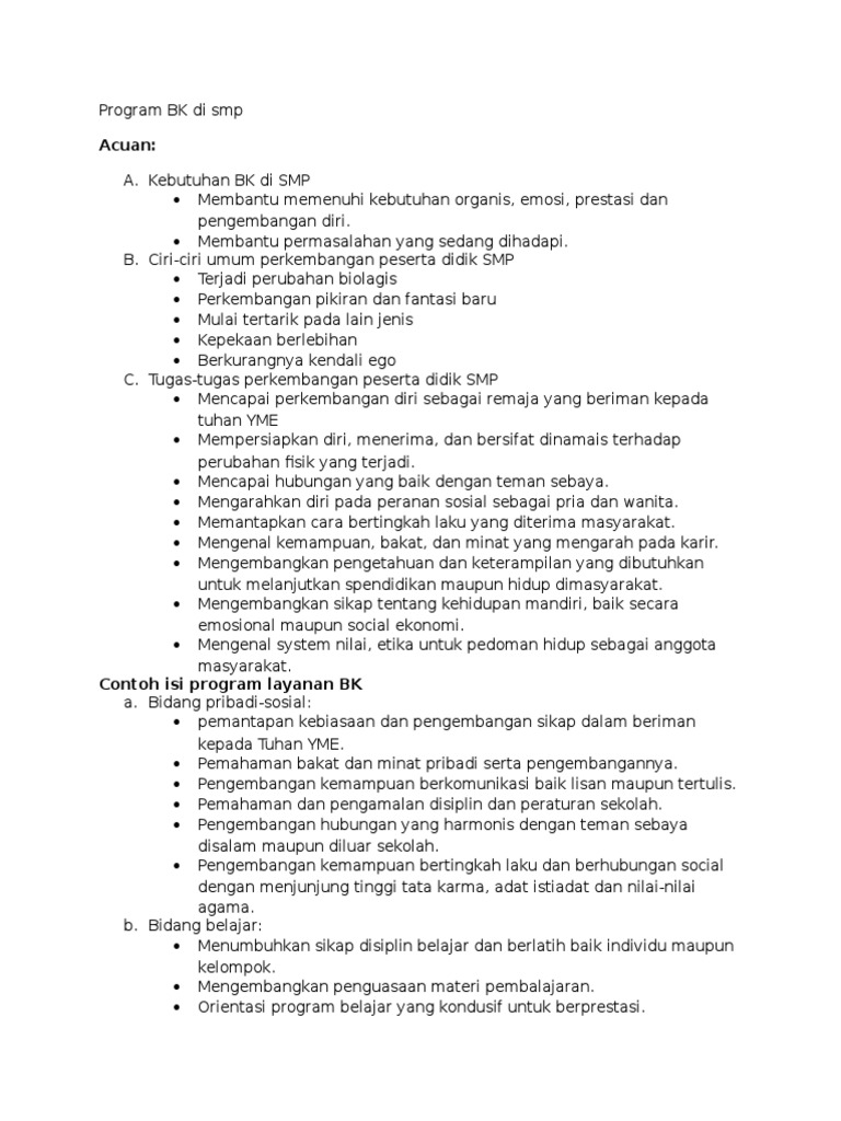 Program BK untuk Siswa SMP | PDF | Karier & Perkembangan