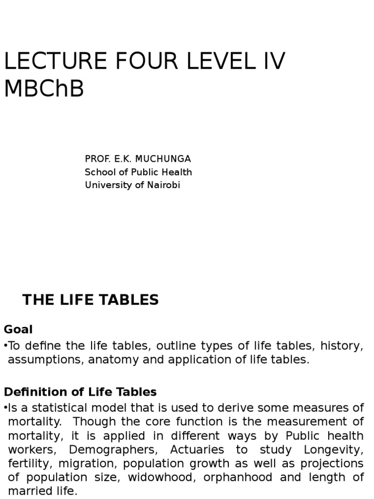 Understanding Life Tables in Demography | PDF | Life Expectancy ...