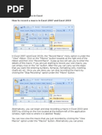 VBA Function For Excel