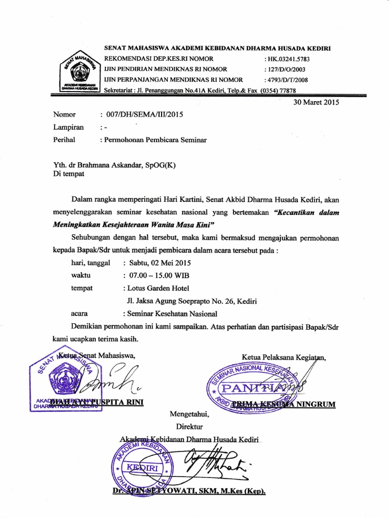 Proposal Permohonan Pemateri Seminar