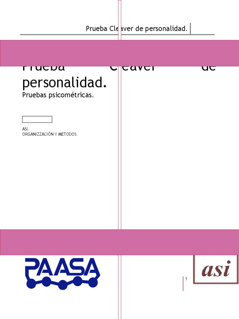 Manual de Aplicación de La Prueba Cleaver de Personalidad | PDF ...