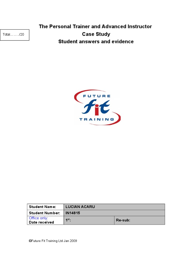 Personal Trainer Case Study PDF Weight Training Strength Training