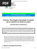 Ciencia, Tecnología y Sociedad El Estado de La Cuestión en América Latina_VaccarezzaL