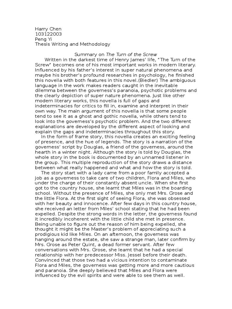 Summary On The Turn of The Screw | PDF | The Turn Of The Screw