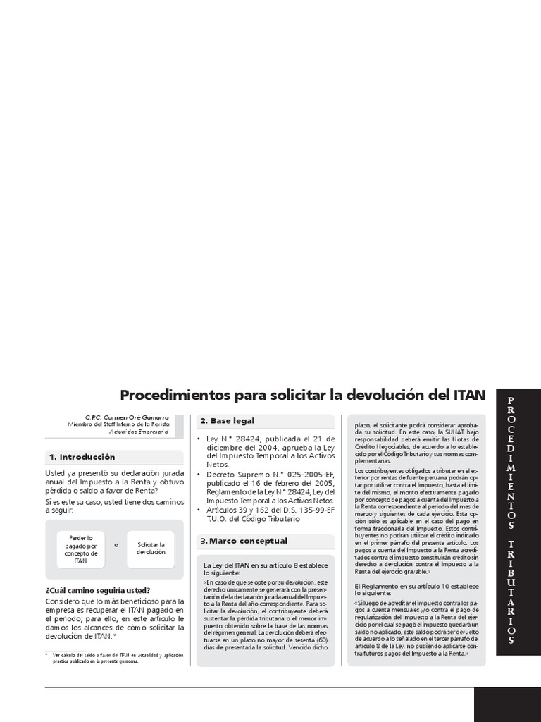 Procedimiento para Devolución de ITAN | PDF | Impuesto sobre la renta ...