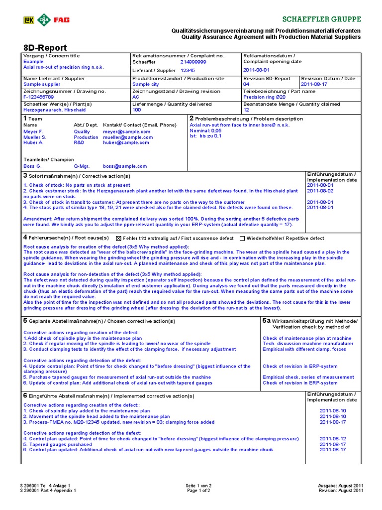 Sample 22D Report  Business Intended For 8d Report Format Template