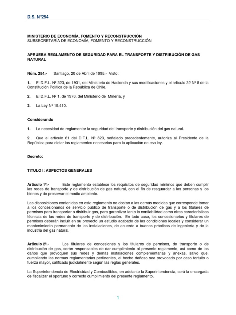 Reglamento de Seguridad para Gas Natural | PDF | Transporte | Regulación