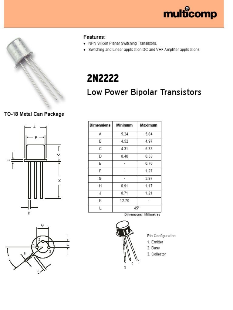 2N2222 Transistor Pinout, Equivalent Specifications, 58 OFF