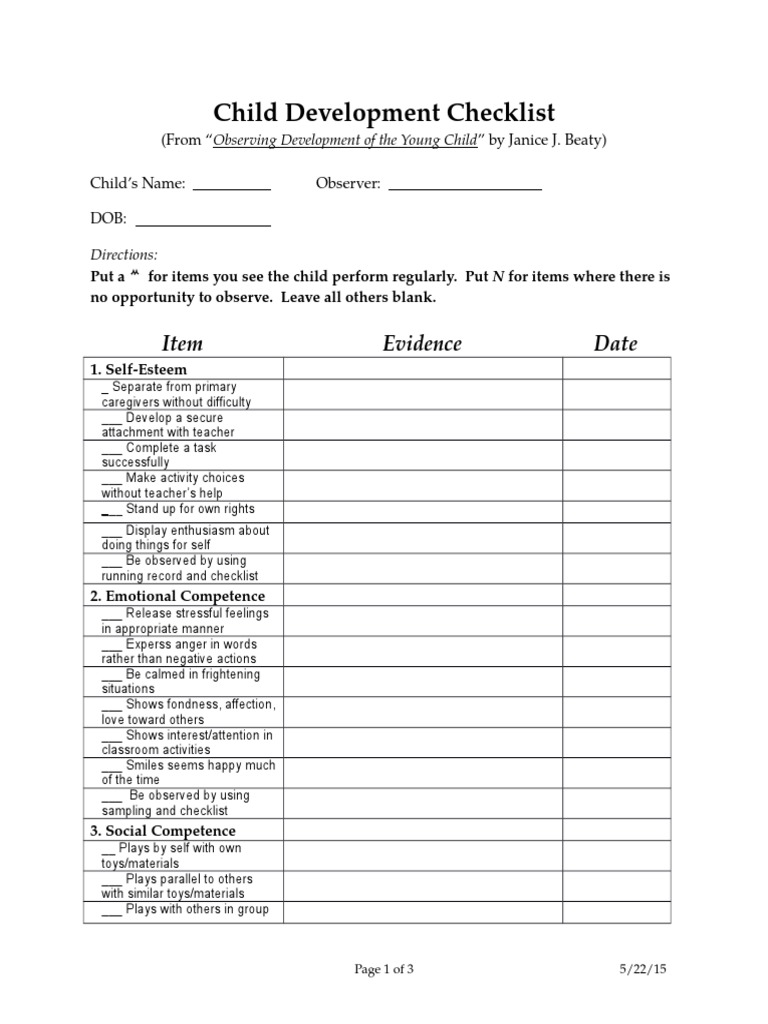 Printable Developmental Checklist - vrogue.co