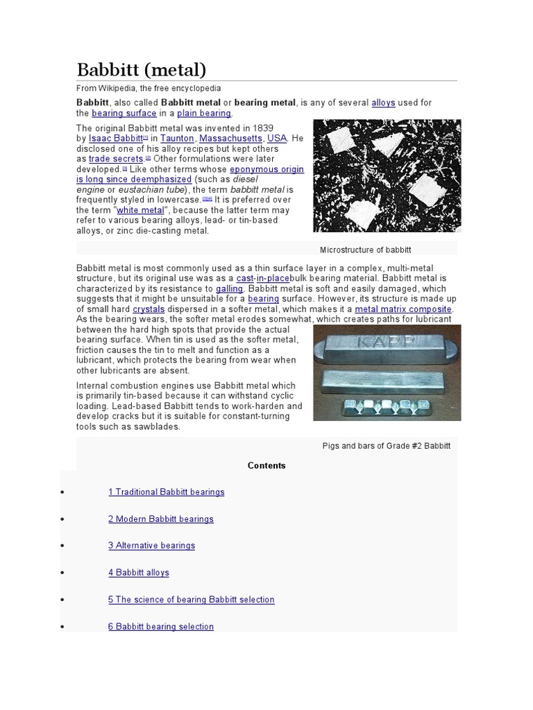Babbitt (Metal) Crystalline Solids Building Materials