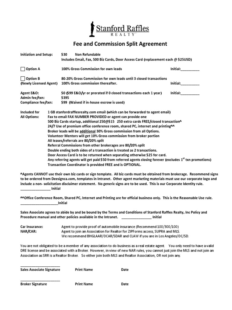 Real Estate Commission Split Agreement | PDF | National Association Of ...