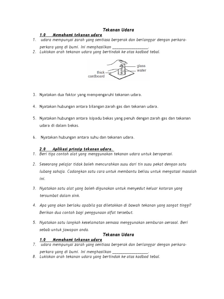 Ujian Formatif Sains Tingkatan 2 Tekanan Udara Pdf