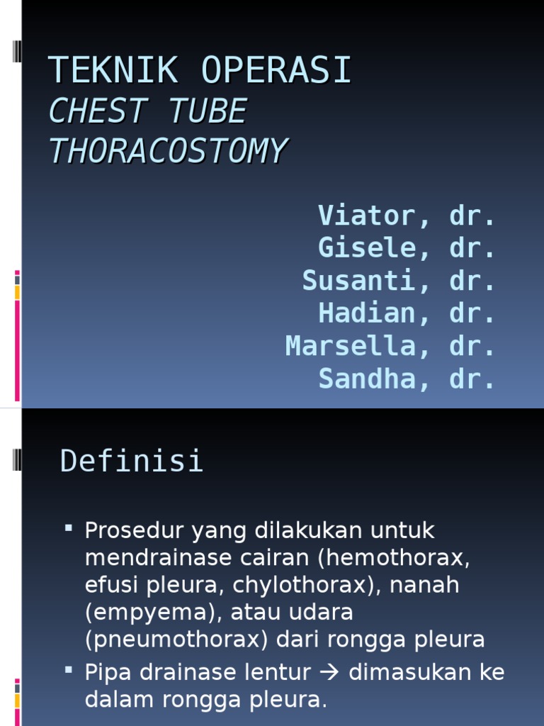 Prosedur Insersi Chest Tube dan Indikasi | PDF