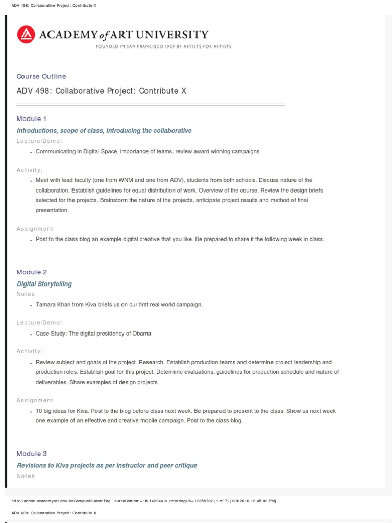 Collaborative Project Course Outline | PDF | Blog | Communication