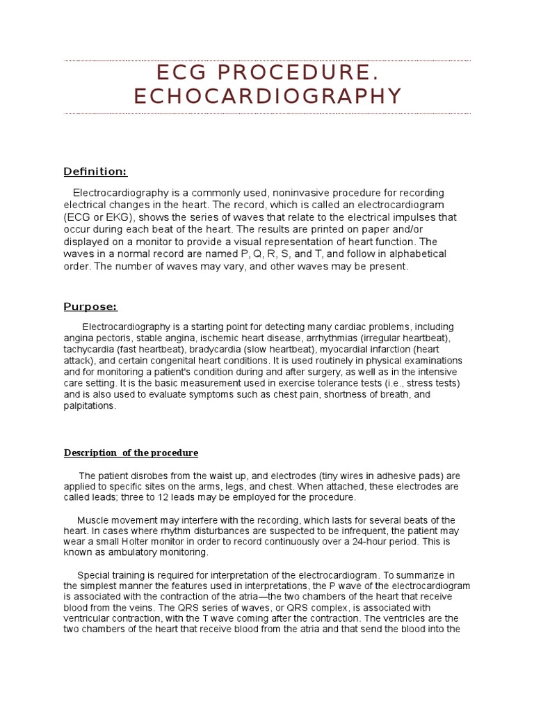 Ecg Procedure | PDF | Cardiac Arrhythmia | Heart