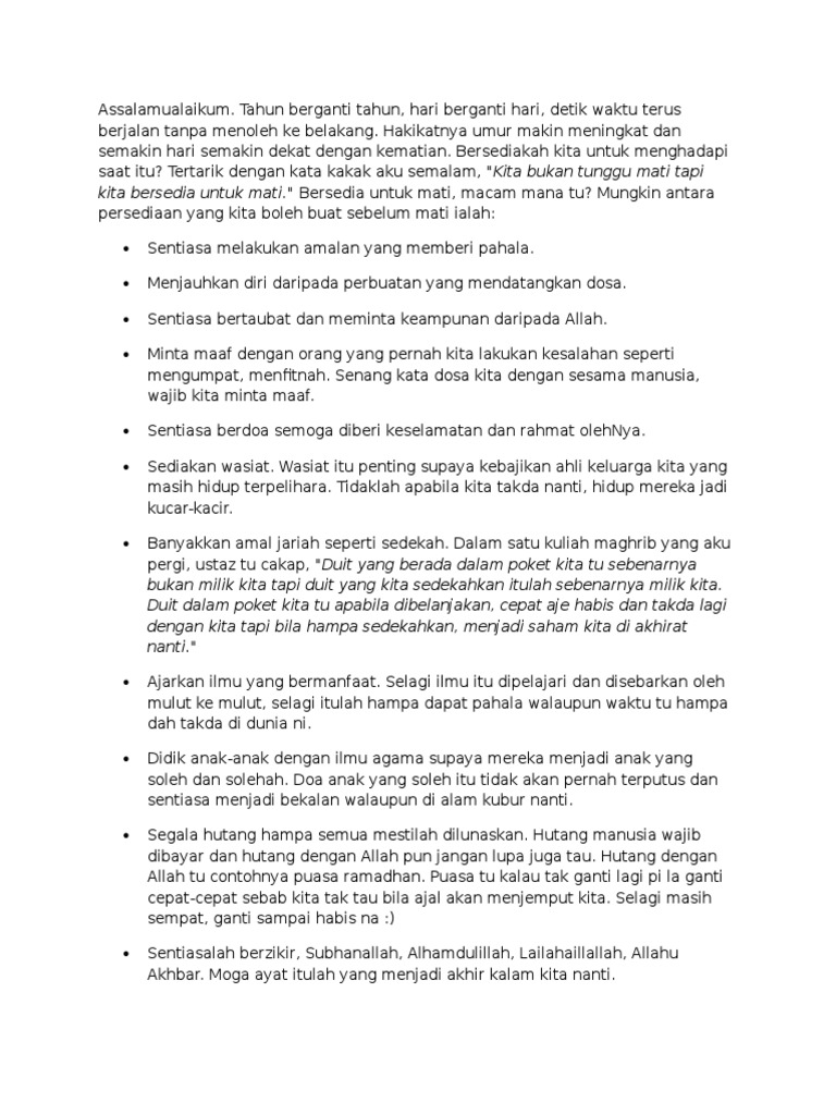 Persediaan Menghadapi Kematian Pdf