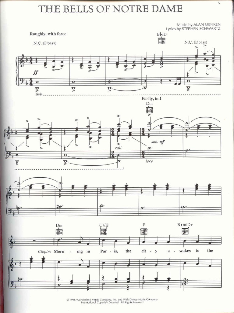 楽譜 THE HUNCHBACK OF NOTRE DAME The Hunchback of Notre Dame-The Bells of Notre Dame