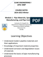 Module1-1 - Pipeline Materials, Specifications, Manufacturing, and Pipe Components