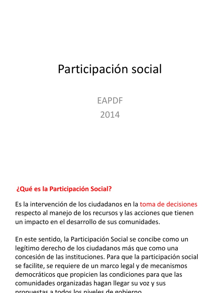 Participación Social en la Comunidad | PDF | Comunidad | Ciudadanía