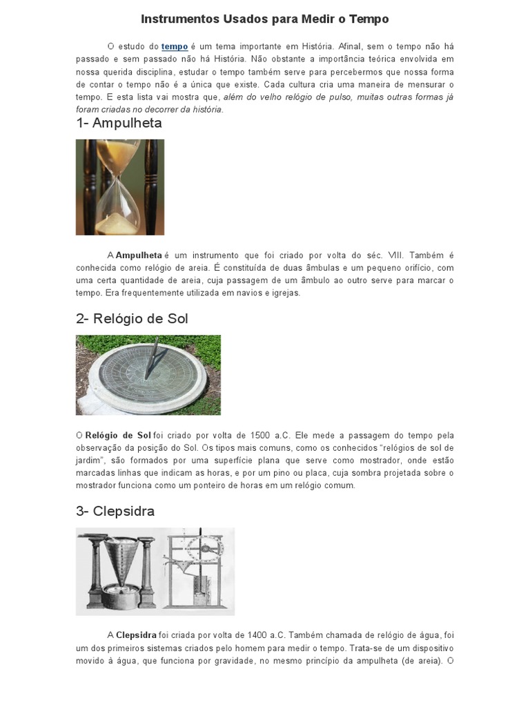 Instrumentos Usados Para Medir o Tempo