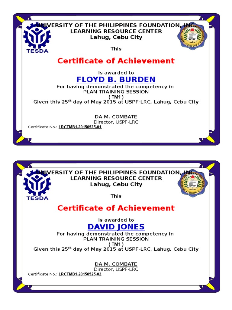Coc Certificates PDF