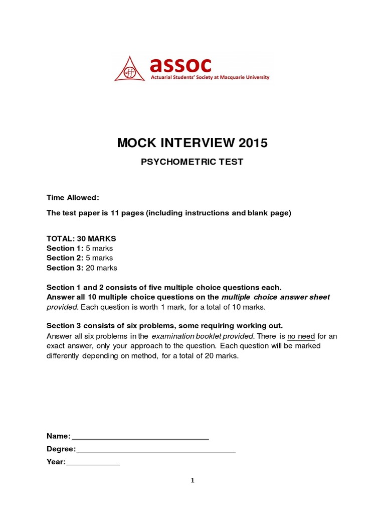 Psychometric Test Sample Questions | PDF | Franchising | Multiple Choice